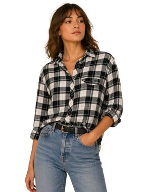 BDG Urban Outfitters Plaid BLACK AND WHITE Flannel Shirt